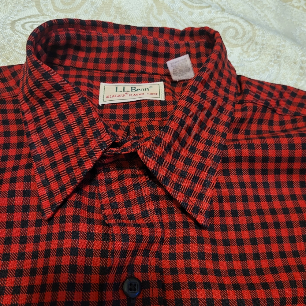 Vintage L.L. Bean Allagash Flannel Shirt Men's Large Red Checkered Button Up